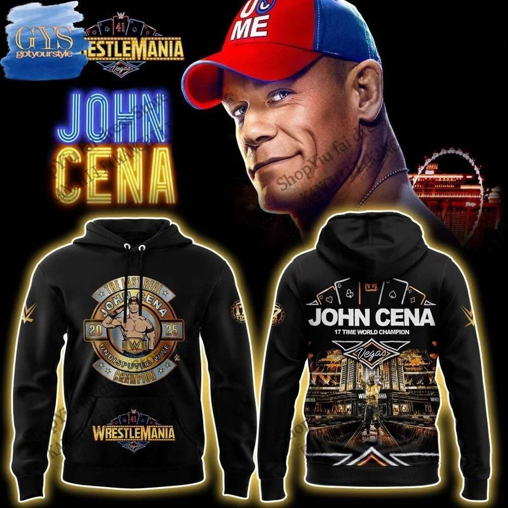 มวยปล้ํา John Cena 3D พิมพ์เสื้อกันหนาวมีฮู้ดเหมาะสําหรับผู้ชายและผู้หญิงอําลา Journey Summerslam ชุ
