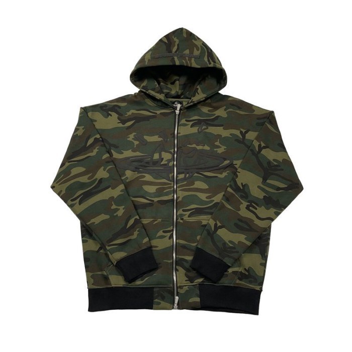 Mechao Broken Planet Broken Planet โฟมพิมพ์กํามะหยี่ Hooded Sweatshirt ผู้ชายและผู้หญิงซิปแจ็คเก็ต I