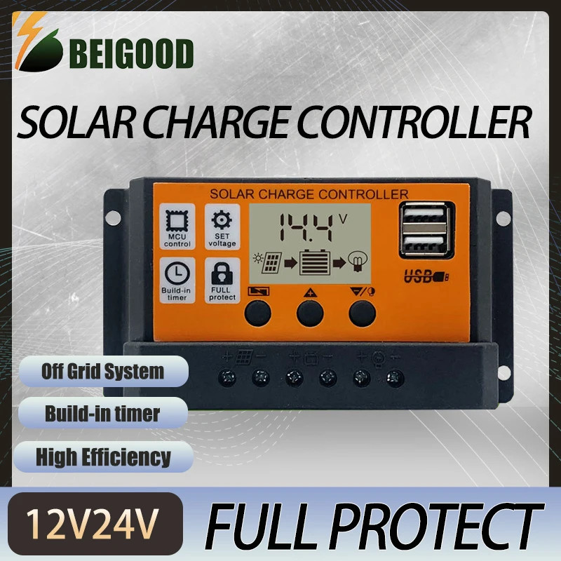 PWM 12V 24V Battery Regulator 10A 20A 30A for Wind Turbine Solar PWM 1000w Solar Tracker Solar Char