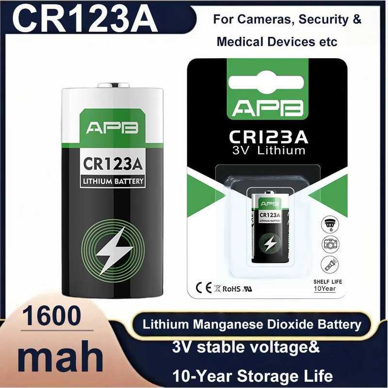 C PB Cr123 3V Lithium Battery 2-10Pcs 1600Mh For Camera, Flashlight, Larm | Compatible With Cr17345