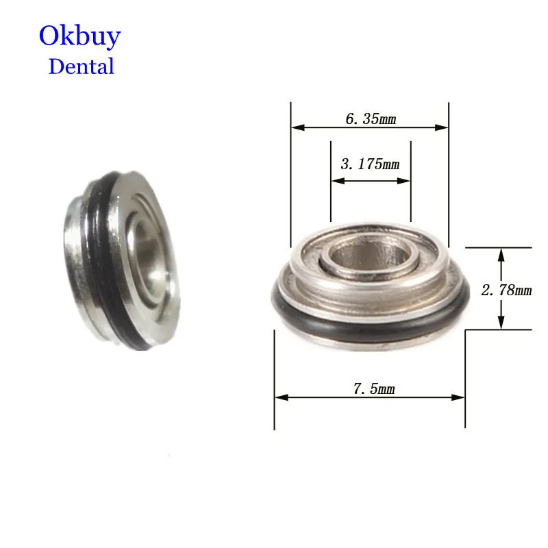 RC95 / RC90 Dental Handpiece Ceramic Double Flange O-Ring Bearing 3.175x6.35x7.5x2.78mm Cartridge R