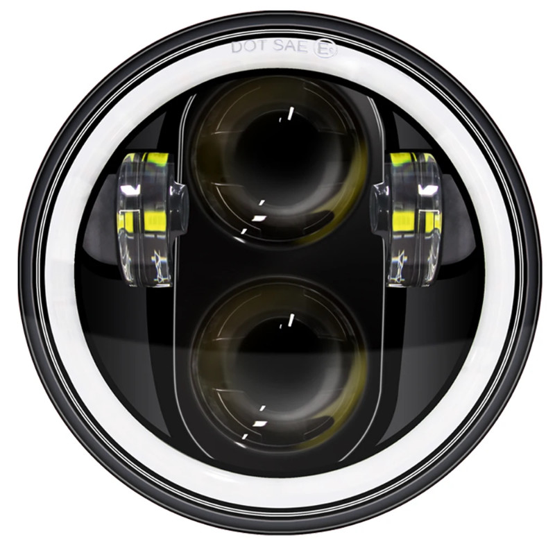 5.75 Inch Black Halo Angel Eyes LED Headlight For Harley Sportster 1200 883 Street 500 750 5-3/4" P