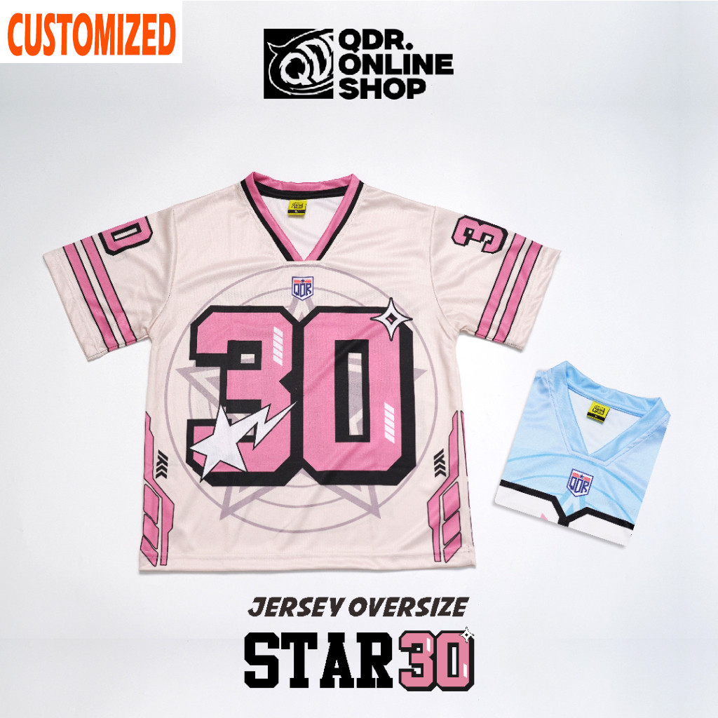 เสื้อเจอร์ซีย์ขนาดใหญ่สําหรับเด็กเสื้อเบสบอลขนาดใหญ่อายุพร้อม Star 30 Motif Qdr Onlineshop
