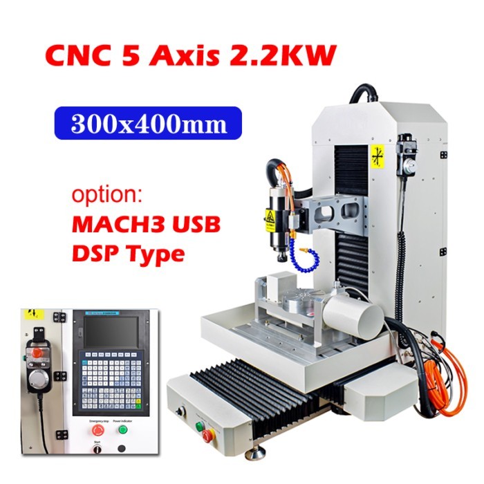 5 Axis CNC 3040 2.2KW Steel Structure CNC Router XYZAC Axis Closed Loop Servo Motor Steel Engraving
