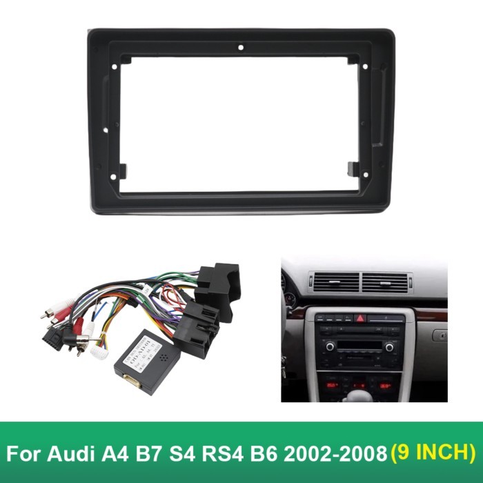 9 Inch Car Fascia Frame Adapter Canbus Decoder Android Radio Dash Kit for Audi A4 B7 S4 RS4 B6 2002