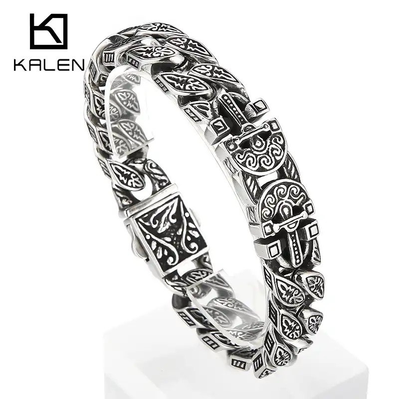 สินค้าพร้อมส่งจากไทย KALEN Cross Cuban Link Chain สร้อยข้อมือผู้ชายสแตนเลส316L ชาย Charm สร้อยข้อมื