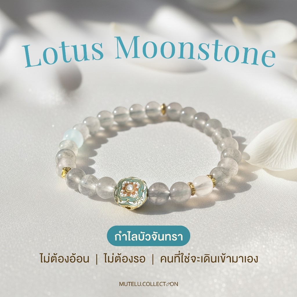 Mutelu Collection กำไลบัวจันทรา   Lotus Moonstone