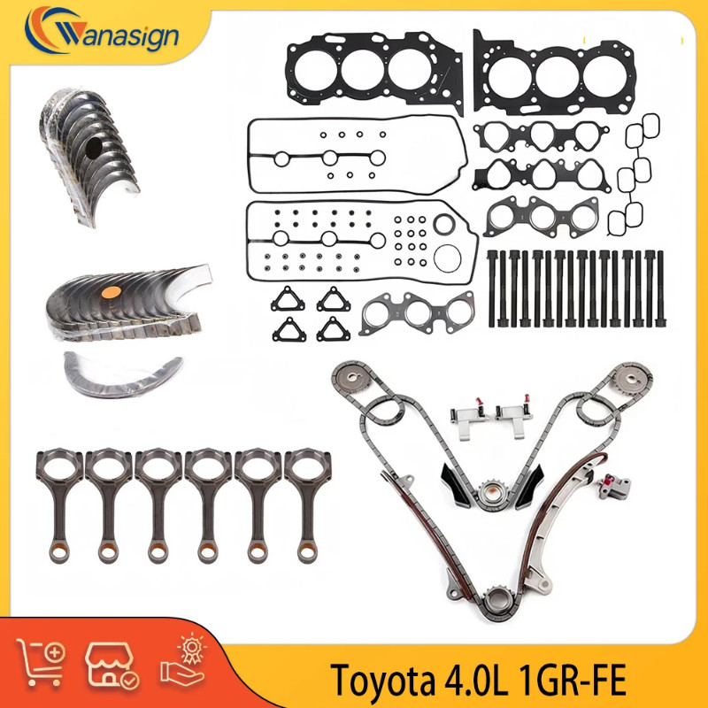 Engine Rebuild Timing Chain Kit Crankshaft Connecting Rod Bearing Set Fit 4.0 L V6 GAS 1GR-FE For 2