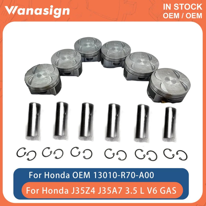 Engine Piston W/ Ring Kit 89mm STD Fit 3.5 L For Honda Accord Odyssey Pilot J35A J35Z2 J35Z4 J35A7