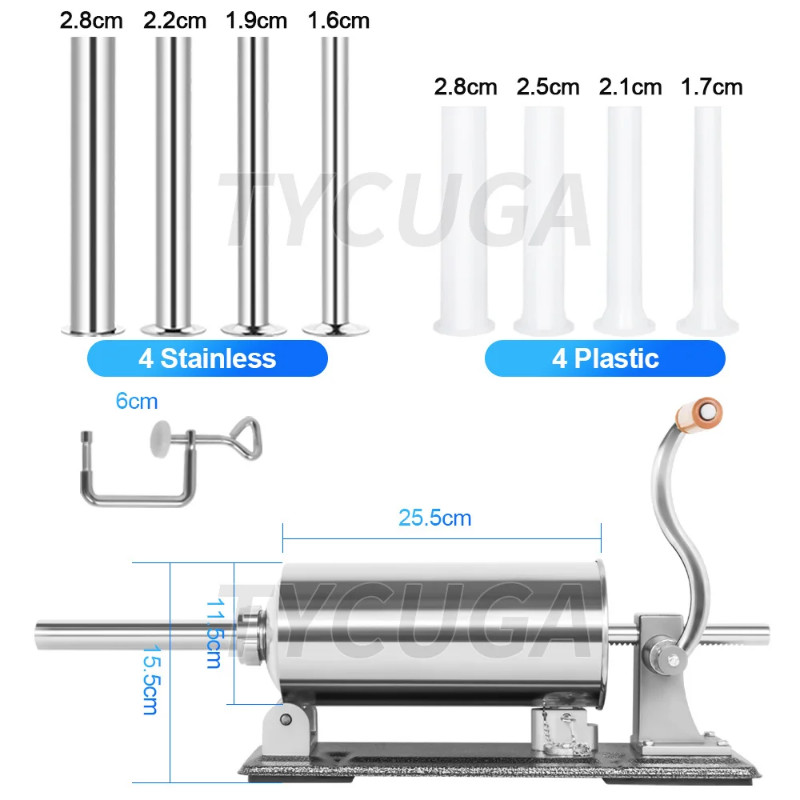 8.8LBS Sausage Stuffer Homemade Stainless Steel Sausage Filling Machine Sausage Syringe Meat Filler