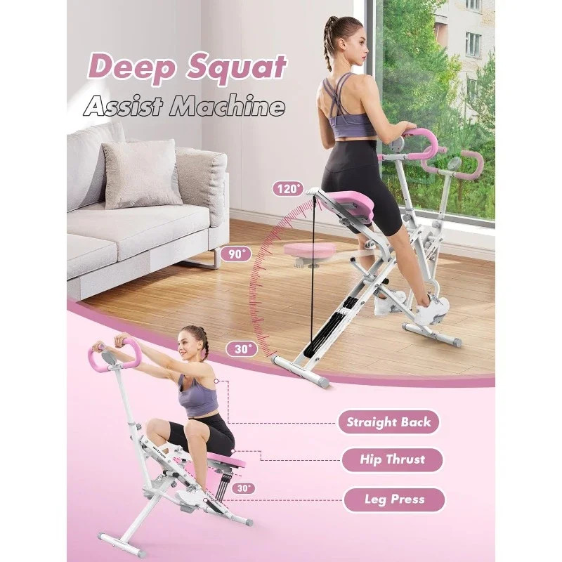 NEW.Pink Squat Machine for Home,Rodeo Core Exercise Machine,Ride & Rowing Machine for Botty Glutes