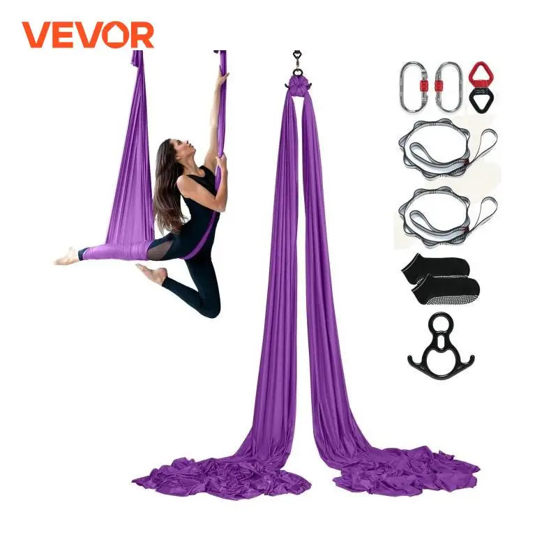 VEVOR 8.7/11 Yards Aerial Yoga Hammock & Swing Yoga Starter Kit Aerial Silk Fabric Yoga Strap Acces