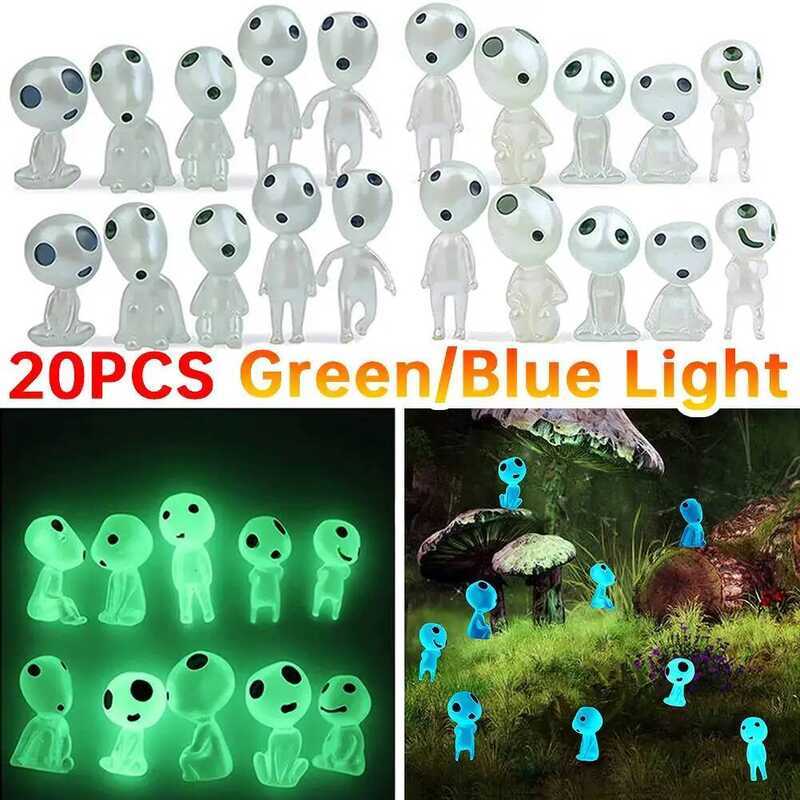 C 20Pcs Luminous Elves Mini Figs Fish Tank Decor Kodama Glow In The Dark Figures Garden Micro Wer P