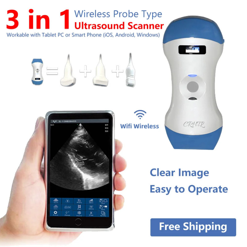 3 in 1 Wireless Probe Type Ultrasound Scanner Portable Machine Wifi Ultrasound Scanner Machine Supp