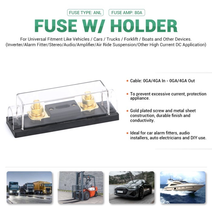 ANL Fuse Holder Bolt-on Fuse Automotive Fuse Holders Fusible Link with fuse 80A Fuses AMP LZ-ESV05