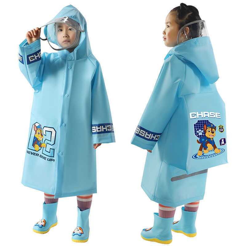 Wang Team เสื้อกันฝน Poncho ลายการ์ตูนน่ารัก ป้องกันน้ําทั้งตัว เหมาะสำหรับนักเรียนประถมและมีกระเป๋า