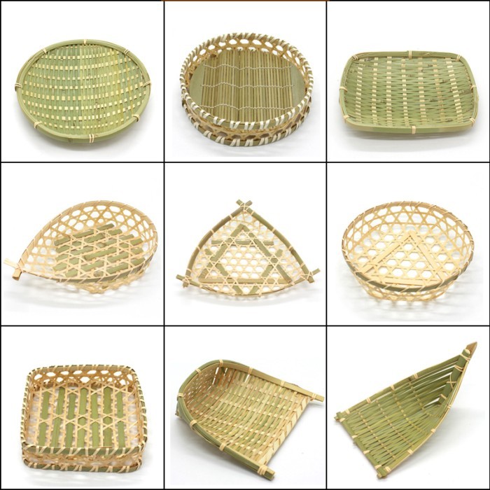 Handmade Bamboo art Basket Tray Kitchen Storage Home Decor ตะกร้าไม้ไผ่สานมือ เก็บของ