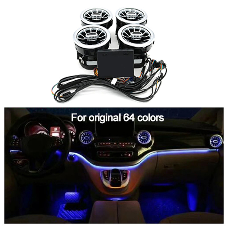 4Pcs 64 Colors Front Air Vent LED Ambient Light For Mercedes Benz V Class W447 Car Engine Replaceme