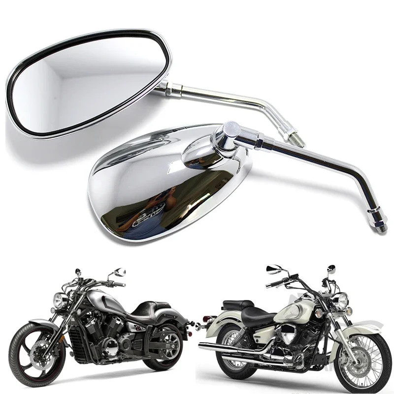10mm Universal Chrome Rearview Mirrors Motorcycle Motocross Scooter E-bike Racing Motorbike Side Mi