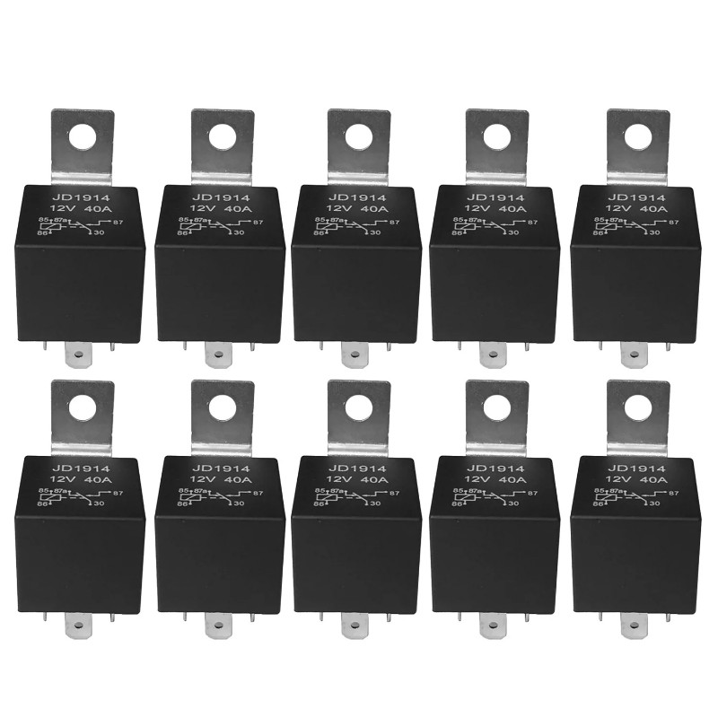 10 Pcs 5 Pin 12V Relay Switch (SPDT) (30/40 Amp) 12 Volt Automotive Relay for Automotive Fans
