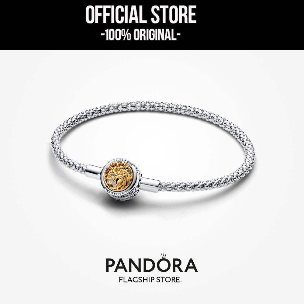 【💯สินค้าแท้💎】Pandora x Game of Thrones House 14k Gold Plated Sigil Clasp Pandora Moments Studded Cha