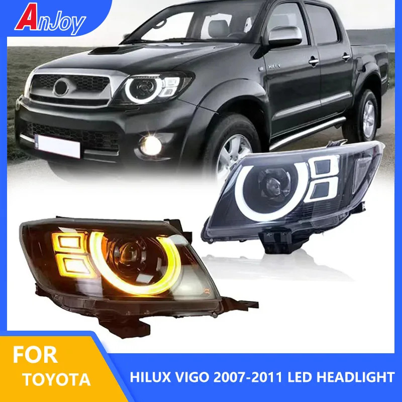 1 Pair Car Lights for Toyota HILUX VIGO LED Headlight 2007-2011 HILUX Lamp DRL Projector Lens Autom
