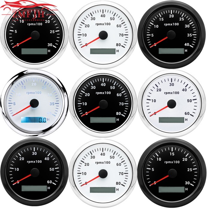 85mm Tachometer 7 Color Backlight 3000RPM,4000RPM,6000RPM,7000RPM,8000RPM Tacho Gauge Waterproof fo