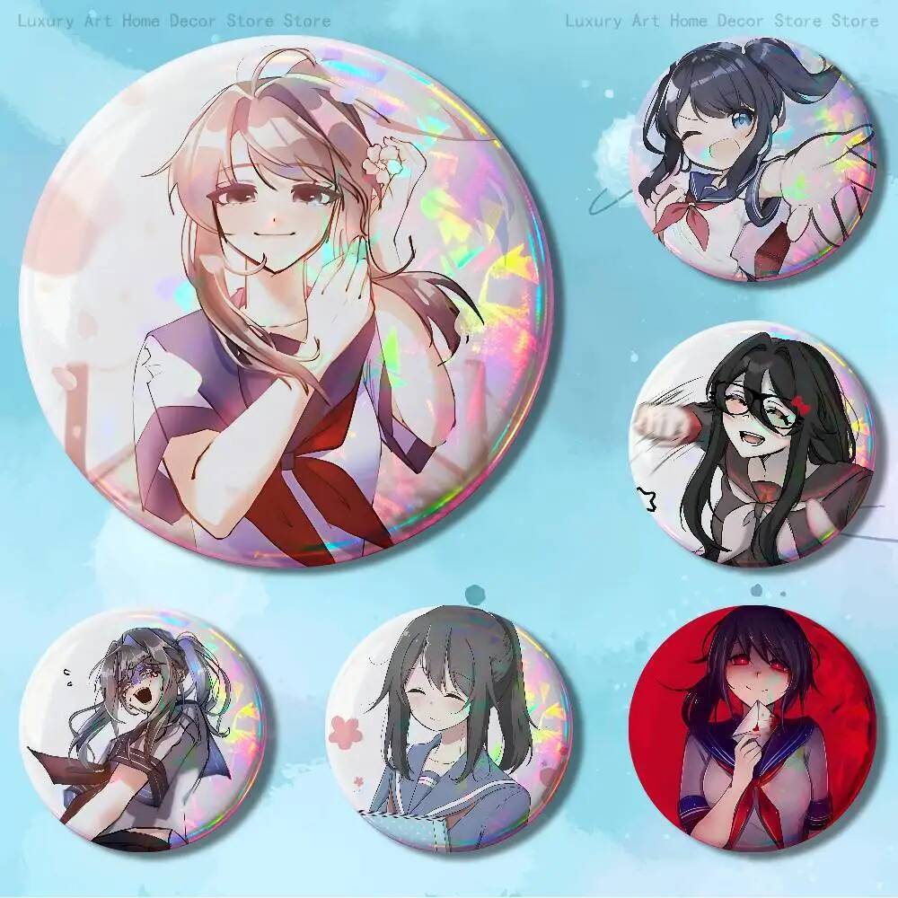 ป้ายเข็มกลัด anime Y-Yandere S-Simulator สำหรับเกม DIY pins หลากหลายขนาด เป็นของขวัญวันเกิดที่สวยงาม
