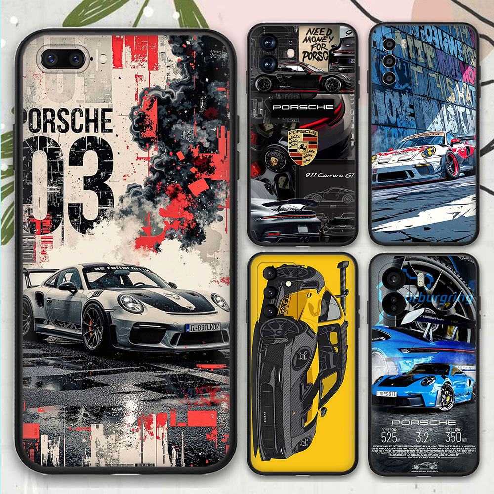 Realme C71 C75 C75X C85 P3 Lite 22E6 Porsche Cool รถซิลิโคนอ่อนนุ่มสีดํา TPU Cover
