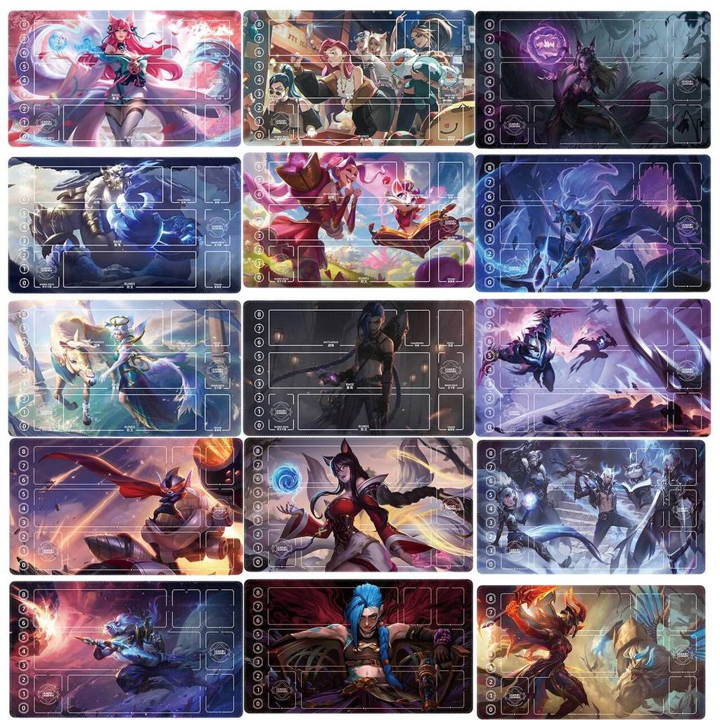 41 รุ่น Riftbound Series Jinx Kaisa ผู้เล่นเดี่ยว Battle Card Playmat 600x350 มม.เย็บขอบยางเกมกระดานแผ่นรองเม้าส์ของเล่น