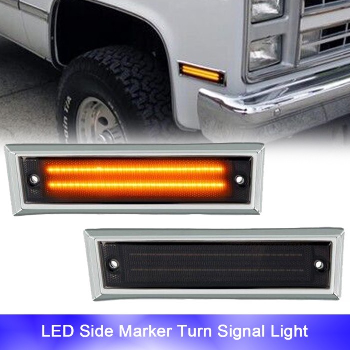 2x Front Fender LED Side Marker Parking Light For Chevy K5 Blazer R2500 V2500 Suburban C10 C20 K10