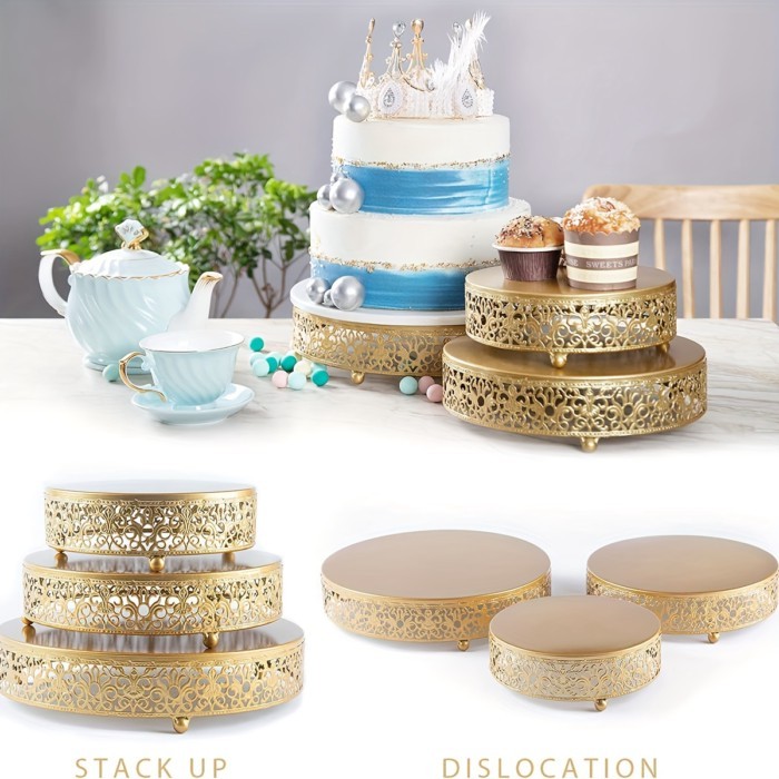 Cake Stand Set Round Metal Cake Stands Dessert Cupcake Pastry Candy Display Plate for Wedding Event