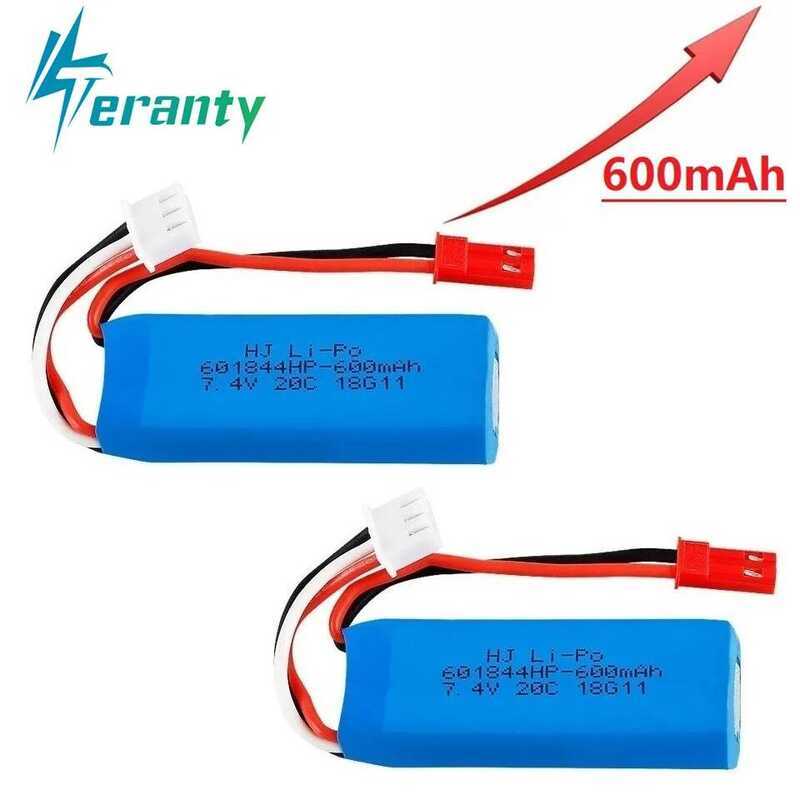 7.4V แบตเตอรี่ลิเธียมโพลิเมอร์ 600mAh 20C สำหรับรถบังคับ WLtoys รุ่น K969 K979 K989 K999 P929 P