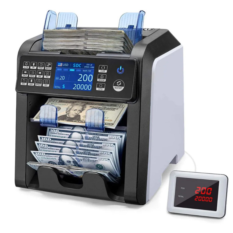 Dual CIS Banknote Sorter Fitness Mix Value Money Counter Counterfeit Bill Counter With IR/UV/MG/IMA