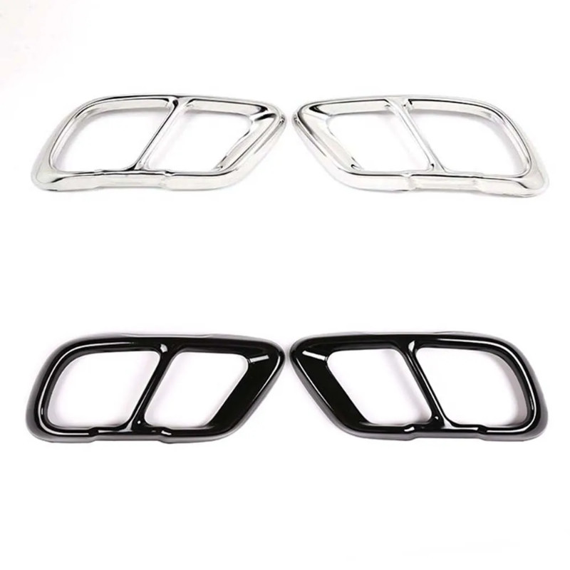 2PCS Glossy Black Chrome Silver Car Exhaust Pipe Cover Trim For BMW X5 G05 X7 G07 2019 Model Stainl