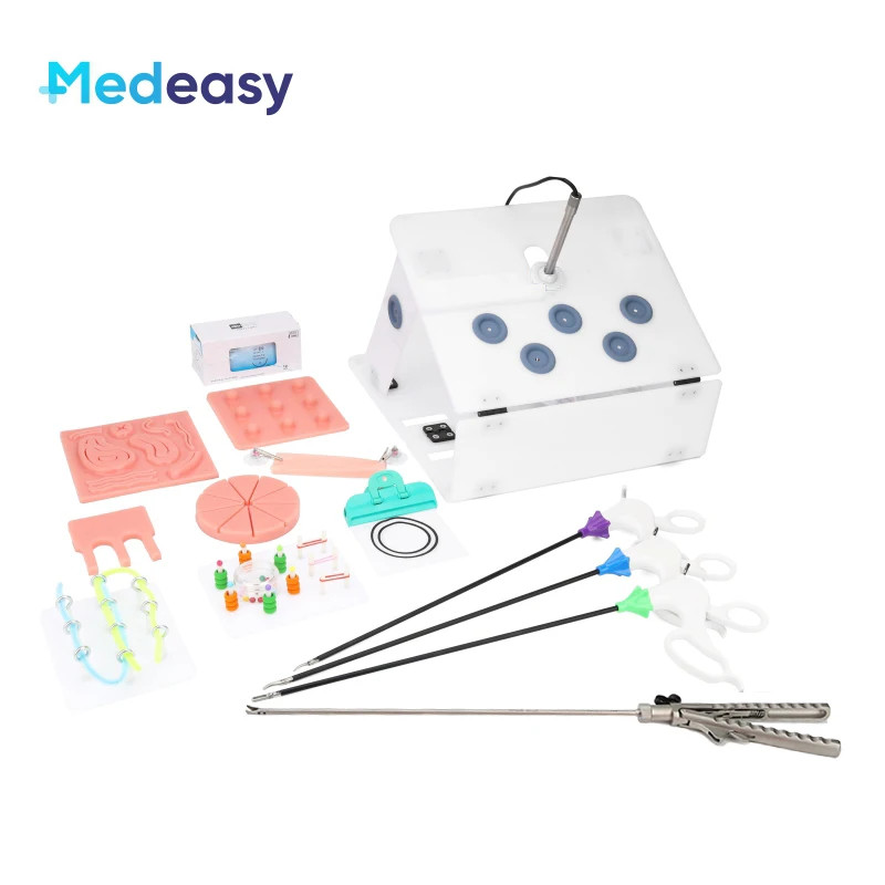 Laparoscopic Simulator Training Box Set with 0/30 Degree HD Camera, 10 Modules and 4 Training Instr