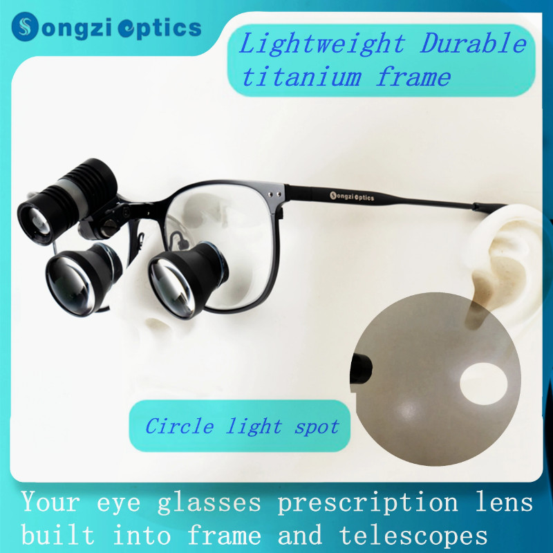 2.5X 3X 3.5X Songzi Optics Titanium Frame TTL Dental Surgical Loupes with Led Light Customized Wide