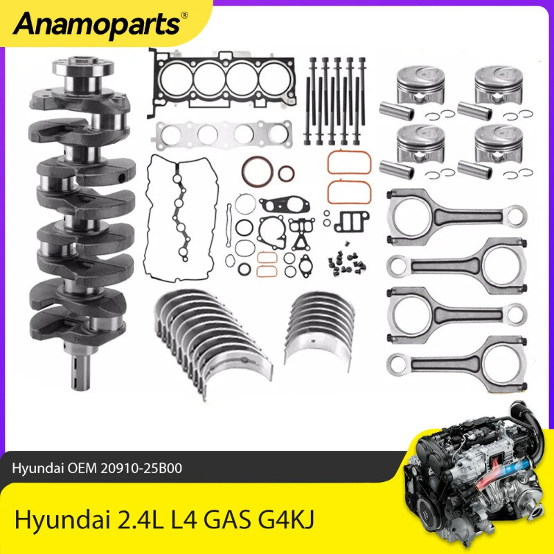 Engine Overhaul Rebuild Crankshaft & Rods & Bolts & Gasket Set Fit 2.4 L G4FJ For Hyundai Sonata Ki