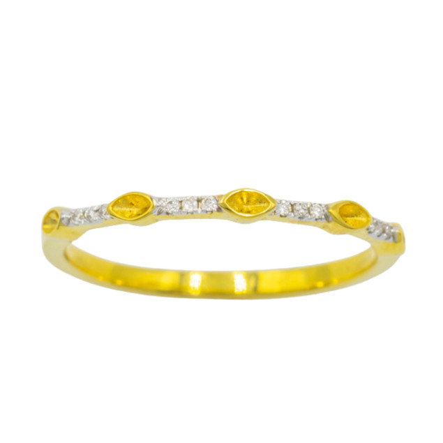 Happy Jewelry แหวนแถวเรียง คั่นมาคี แหวนเพชรแท้ ทองแท้ 37.5% (9K) ME610