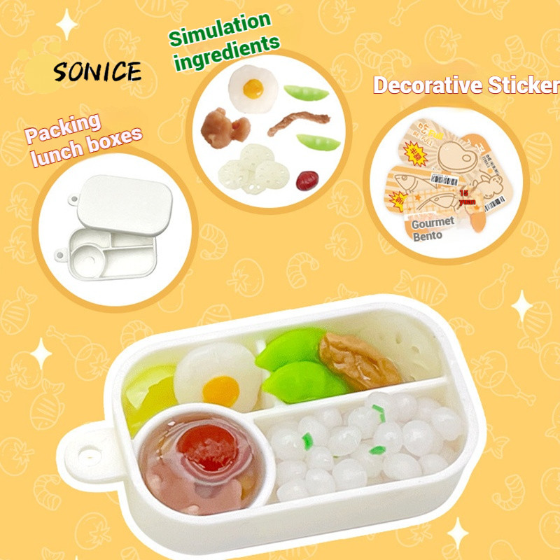 DIY Mini Box Lunch Playset DIY Mini Box LunchToy ชุดจําลอง Bento ของเล่นเพื่อการศึกษา DIY Bento ทําช