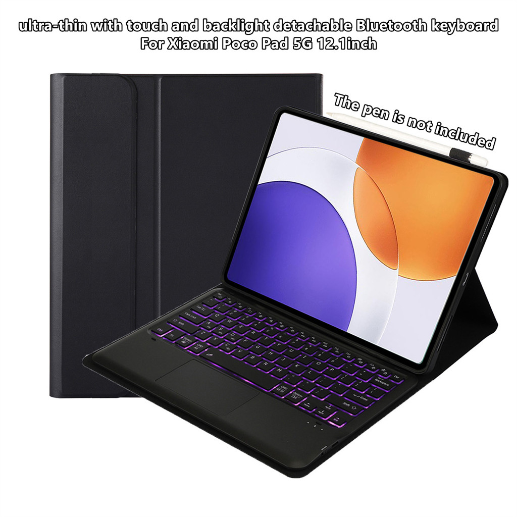 กรณีสําหรับแท็บเล็ต Xiaomi Pad 7sPro 6sPro 6Max 5Pro บางเฉียบพร้อมสัมผัสและแบ็คไลท์ที่ถอดออกได้บลูทู