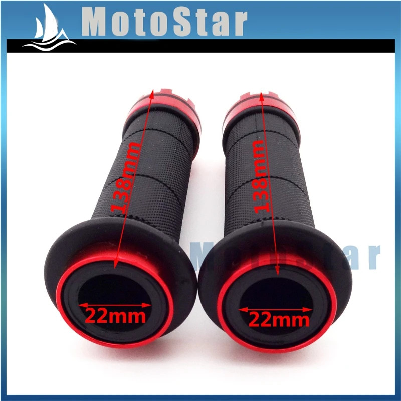 Red Aluminum Rubber 7/8'' 22mm Handlebar Left Right Handle Grips For ATV Quad 4 Wheeler