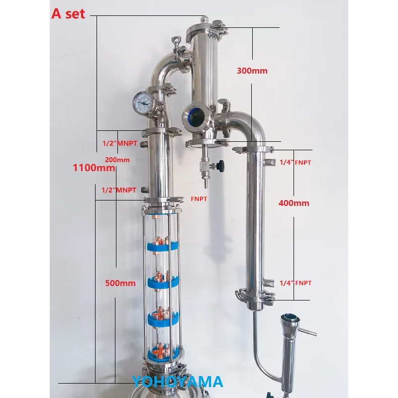 NEW 3"(76mm)OD91 Sanitary Distiller Column,Reflux Tower Combination With 5 Floors 3" Distillation C