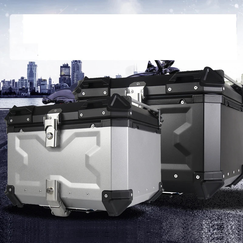 Aluminum Motorcycle Box 65L Top Case Moto 80L Universal Key Lock Helmet Storage Box 100L Moto Tail