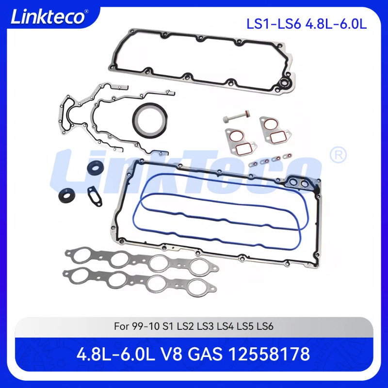 Engine Lower Timing Oil Pan Exhaust Gasket Set For 99-10 GM CHEVROLET SILVERADO GMC LS1 LS2 LS3 LS4