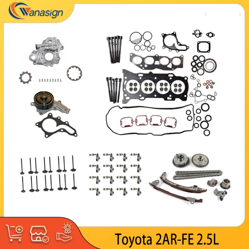 Engine Full Gasket Set Timing Chain Kit Oil Water Pump Rocker Arm Lifters Fit 2.5 L T 2AR-FE For 09