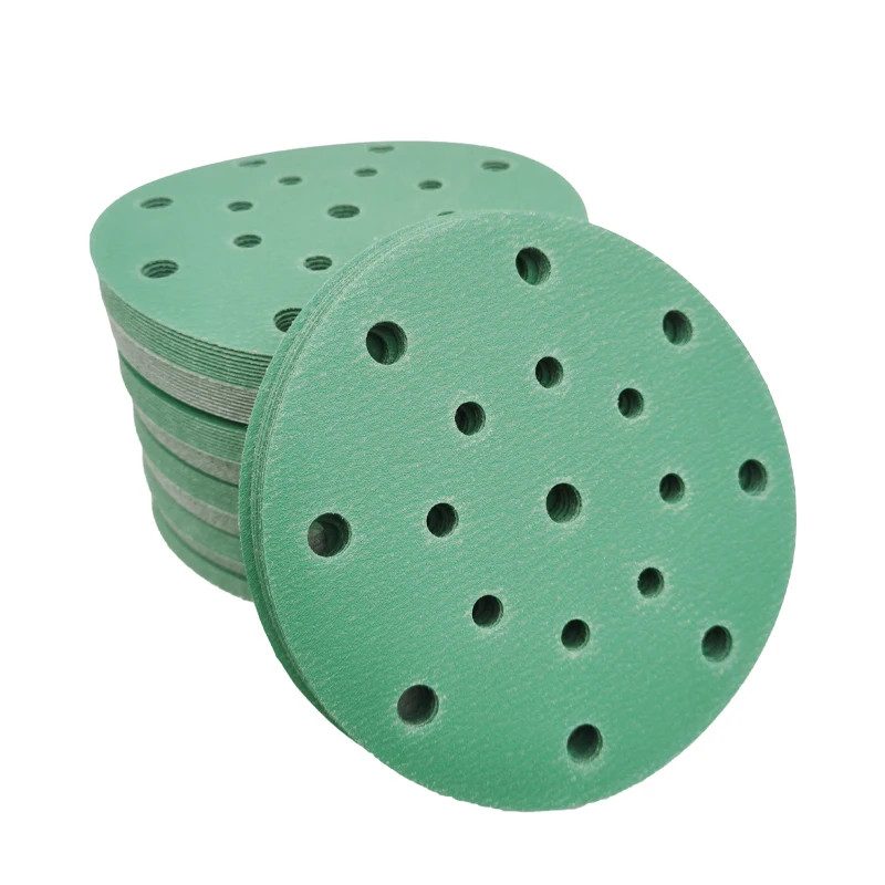 Green 10PCS Of 6 Inch 17 Hole Sandpaper 150 mm Round Flocking 80-400 Grit Abrasive For Festool Auto