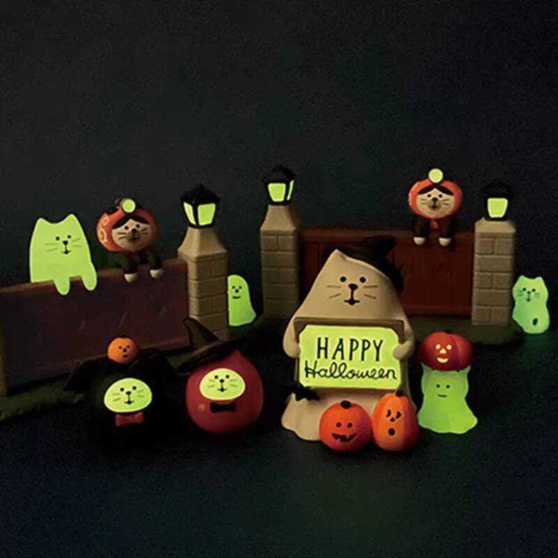 C 2025 Halloween ZAKKA Pumpkin Cat Miniature Tide Play Collection Creative Decoration Gift Resin Sm