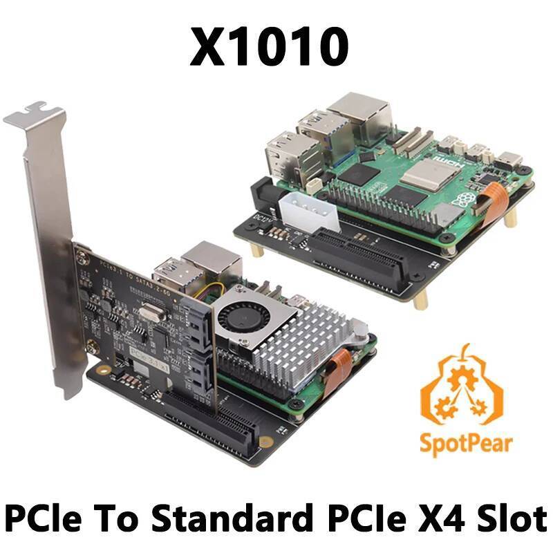 X1010 Raspberry Pi 5 PCIe FFC Connector ไปยังบอร์ดขยายสล็อต PCIe x4 มาตรฐาน