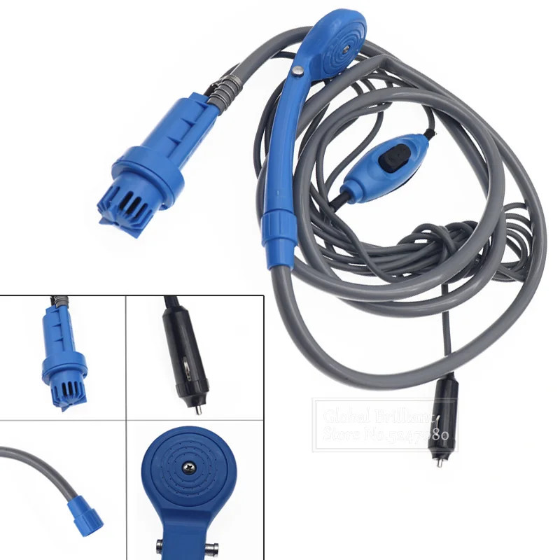 12V Portable Car Washer Camping Shower High Pressure Car Shower Washer Set Electric Pump Sprayer Fo
